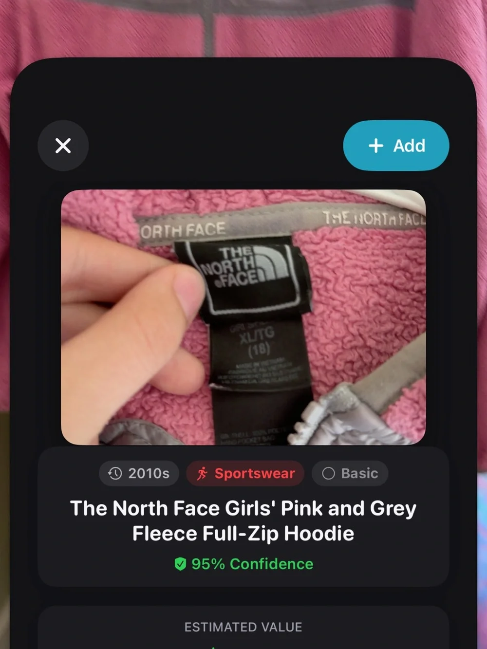 The North Face Pink and Gray Fleece Jacket with Hood - Kids